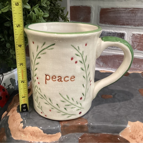 🟢 Vintage - Ceramic Crafted “Peace” themed Coffee or Tea Mug / Cup - Huge - Nice - Picture 8 of 9